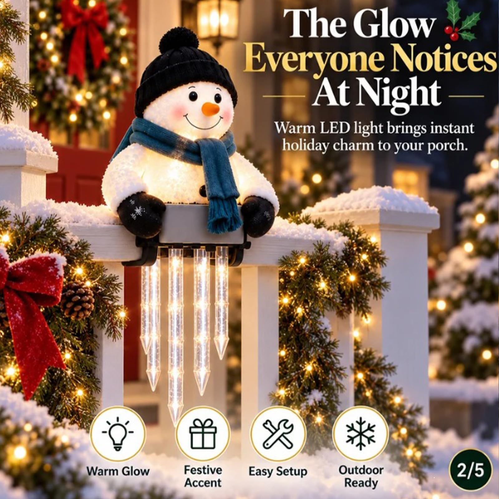 HTU Luci Natalizie Invernali a Pupazzo di Neve con Goccioline -4PCS