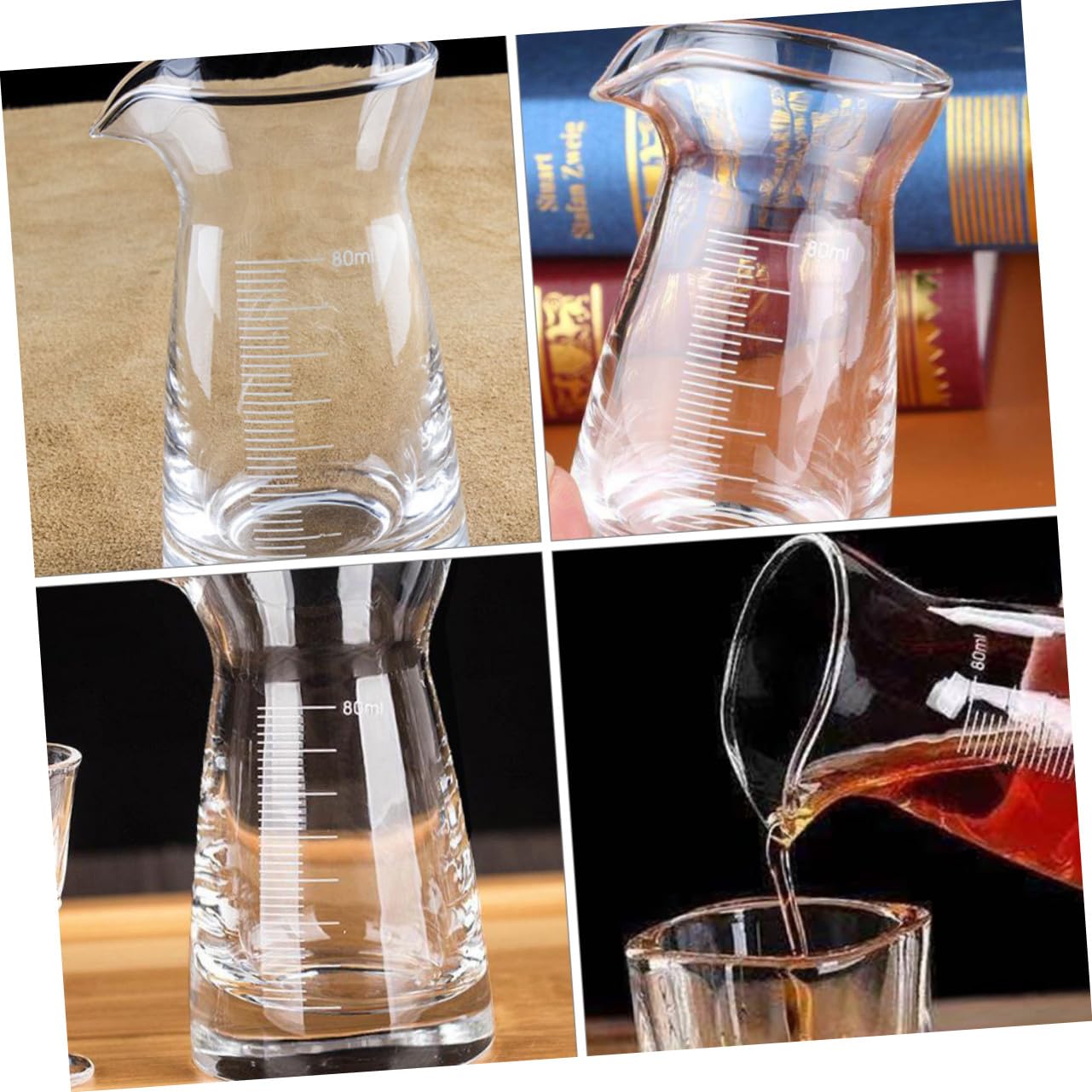6 Pezzi Bicchieri Misuratori in Vetro con Tacca Graduata Misurino Cocktail Resistente per Liquidi Vodka Whiskey e Drink Bar Superficie Liscia e Trasparente per Misurazioni Precise