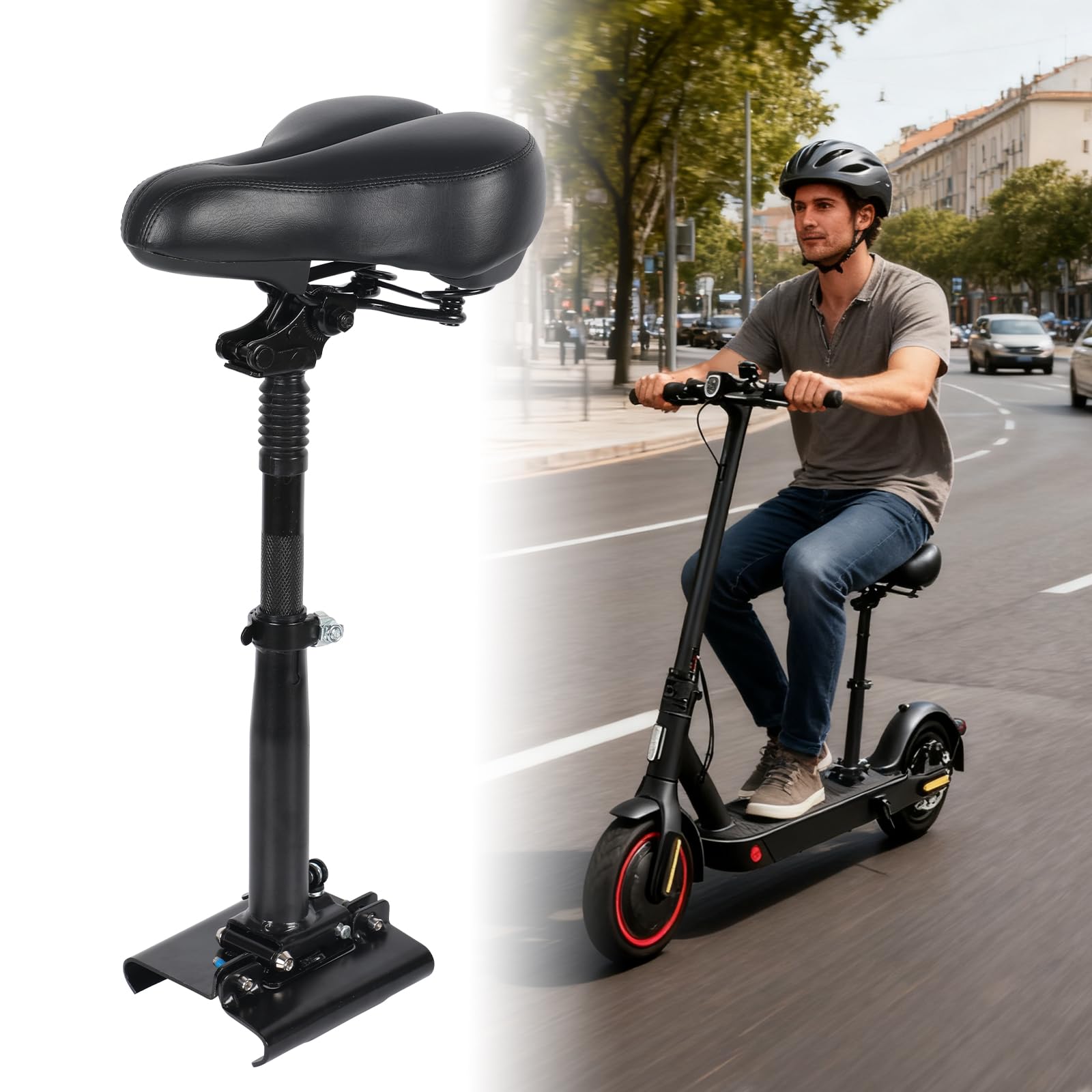 Asiento de scooter eléctrico para 13 cm - 19 cm bordes curvos, asiento universal para scooter con ajuste de altura de 40 – 58 cm, asiento plegable, asiento de scooter eléctrico, accesorio de repuesto