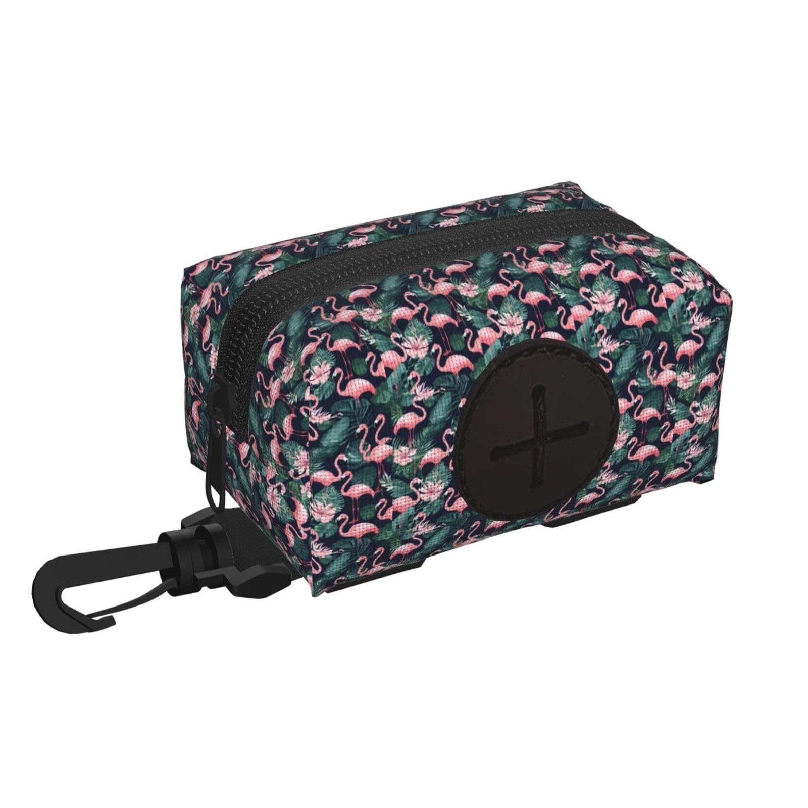 Pphgut Black Pink Flamingo Print Waterproof Pet Waste Treat Bag Outdoor Walking Hiking Pouch Camping Accessory