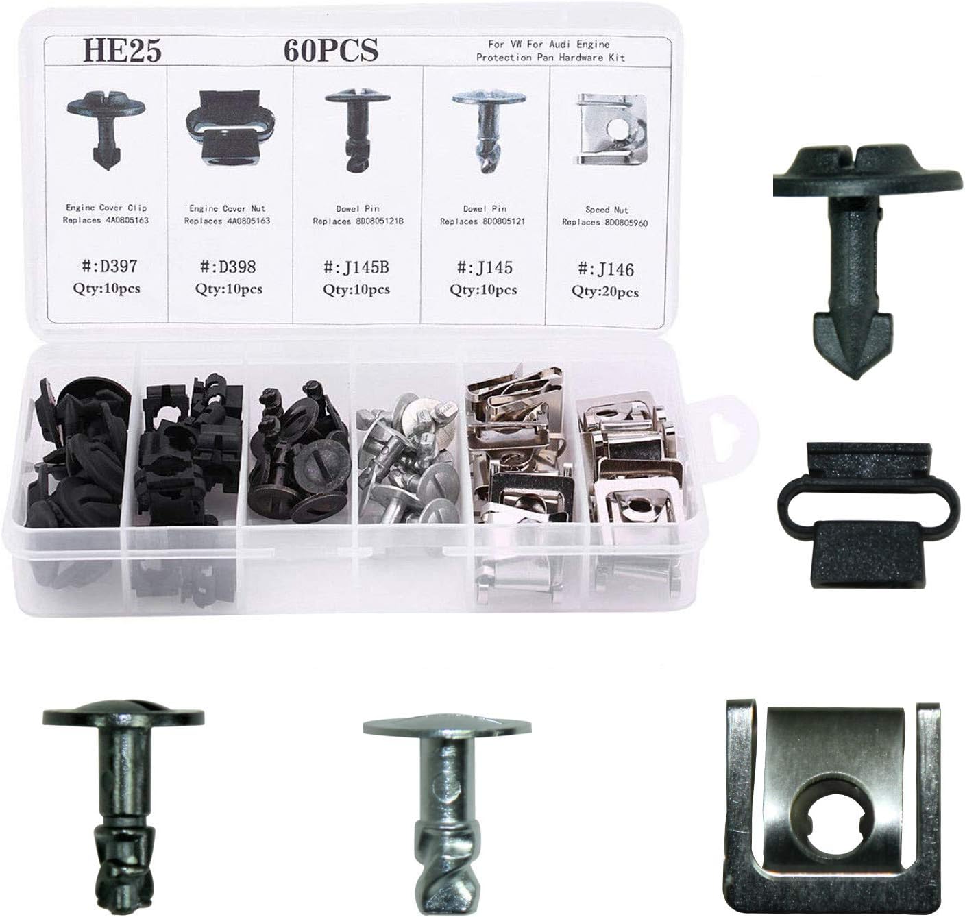 ANTS PART 60Pcs Engine Undertray Cover Clips Bottom Metal Screw Bolt Kit for Audi VW