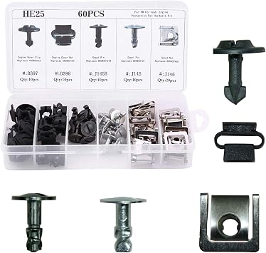 60Pcs Engine Undertray Cover Clips Bottom Metal Screw Bolt Kit for Audi VW