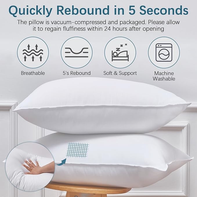 Set 4 Almohadas Estándar Microfibra Firmeza Media miniatura 5