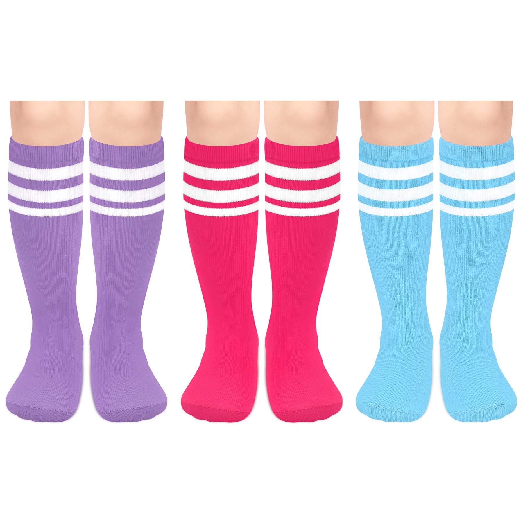 Olreco 3 Pack Toddler Soccer Socks Kids Baseball Socks Boys Girls Softball Sock Youth Football Sock Athletic Accessories