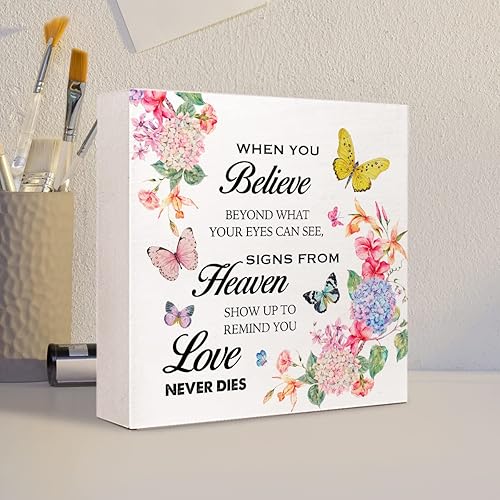 Miniatura 4 de Letrero de madera con texto en inglés «When You Believe Beyond What Your Eyes Can Se», decoración inspiradora de madera con diseño de flores