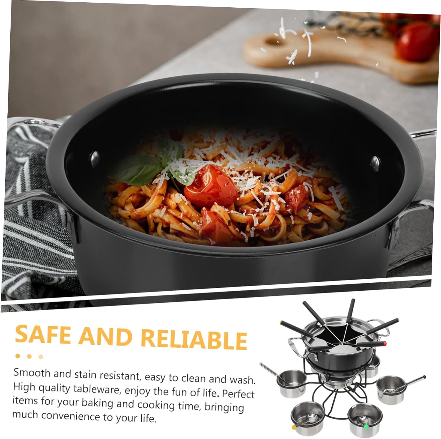 Amosfun Stainless Steel Fondue Pot Burner Chocolate Cheese Fondue Cooking Stove Portable Hot Pot Cookware for Parties and Gatherings