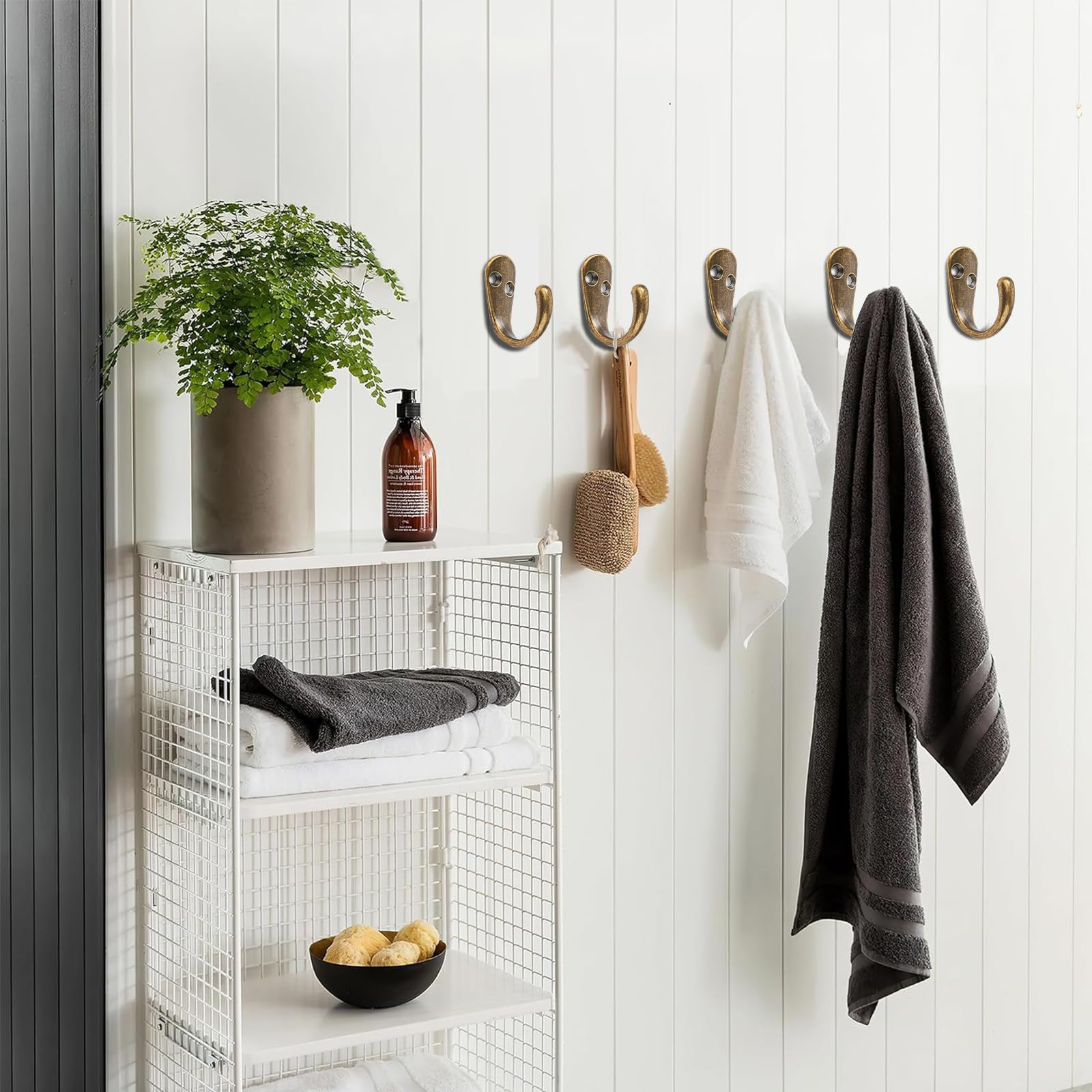 KHTUMEWARE-HK337 Antique Brass Coat/Robe Hooks 2-Pack in Antique Brass — KHTUMEWARE