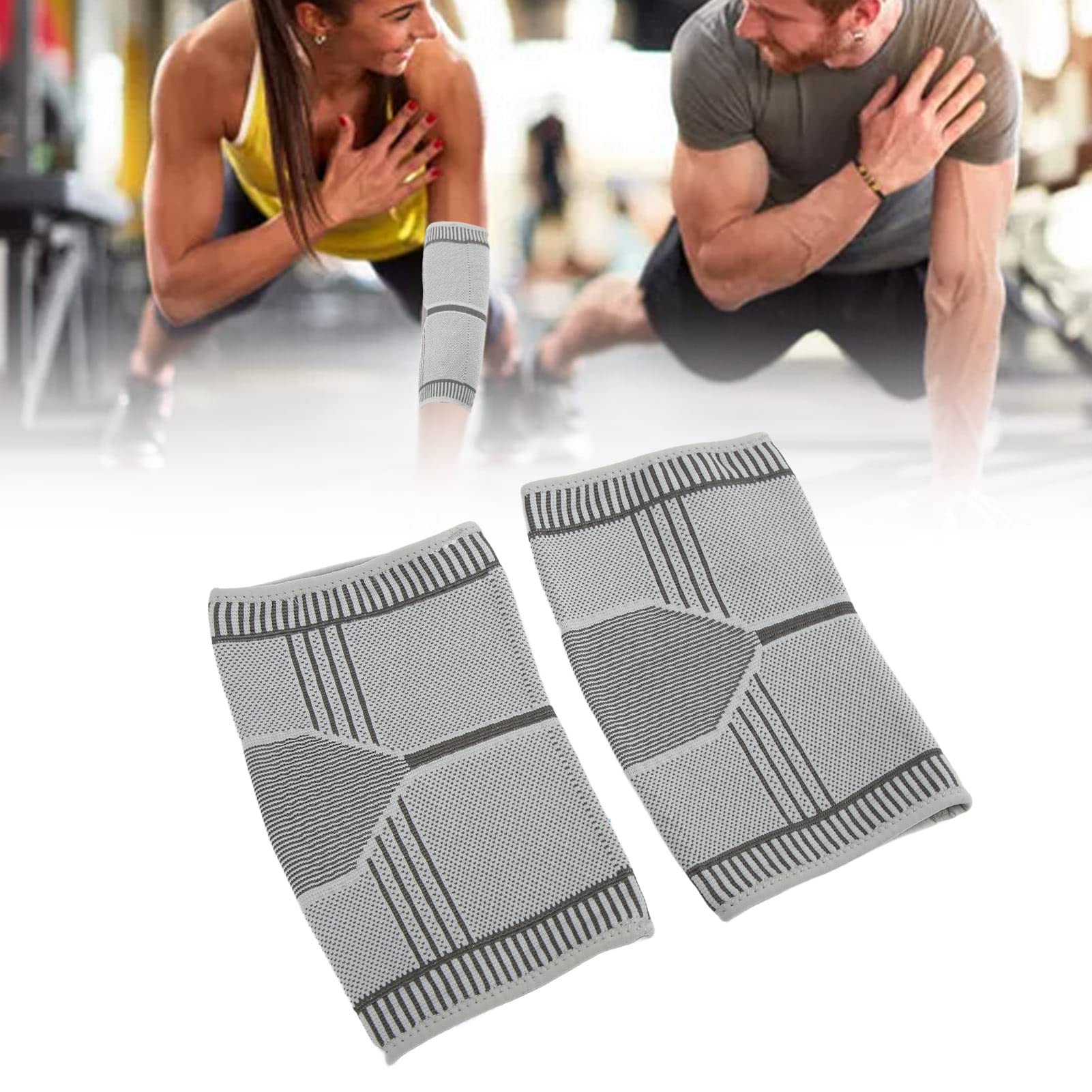 OUKENS 1 Pair Elbow Pad Guard Graphene Warming Brace Support Protection Sleeve for Sports Fitness Lattice Heating(XL)