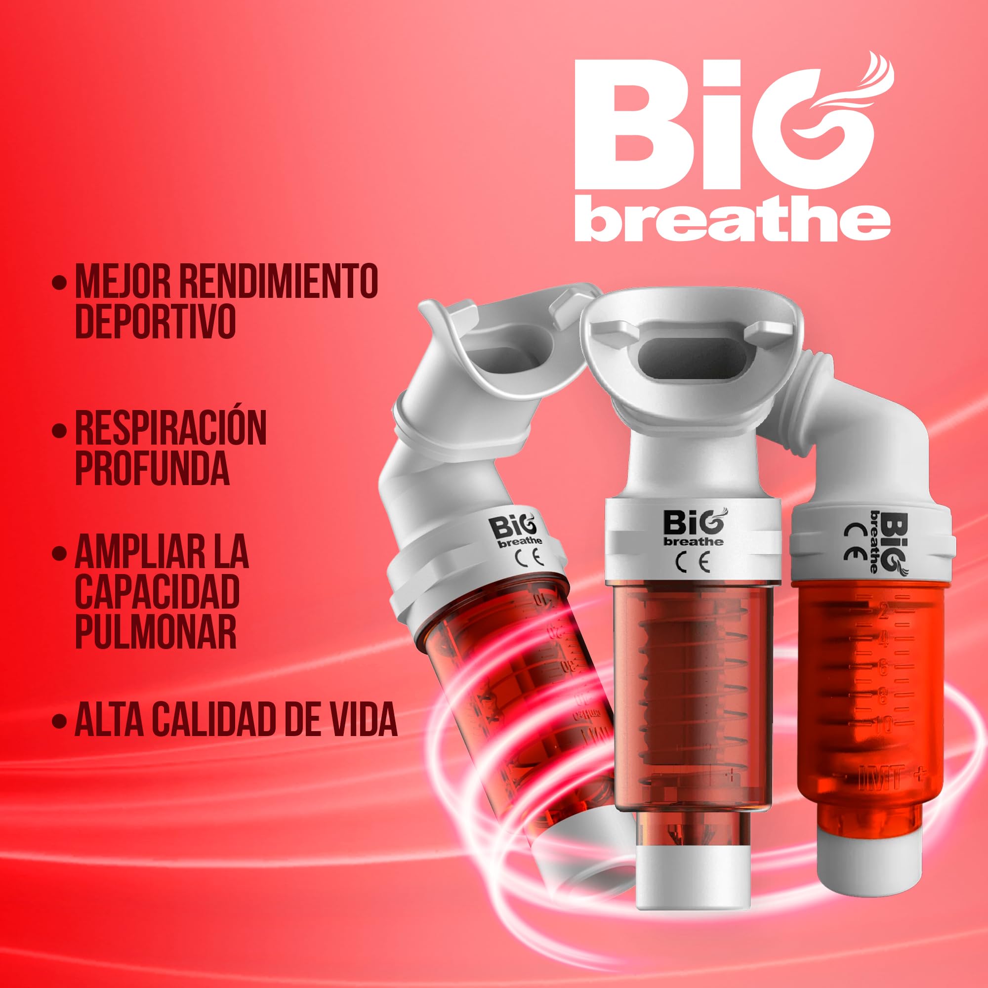 IMT Exerciseur pulmonaire à résistance élevée (Rouge) Big Breathe, améliore votre capacité pulmonaire, idéal pour les sportifs et les personnes souffrant de problèmes respiratoires, facile à utiliser,