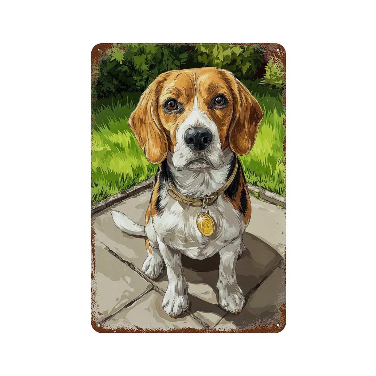 Retro Metal Sign with Beagle Dog Portrait Design 11.8"x7.9", for Office, Studio And Wall Decor, Retro Wall Decor