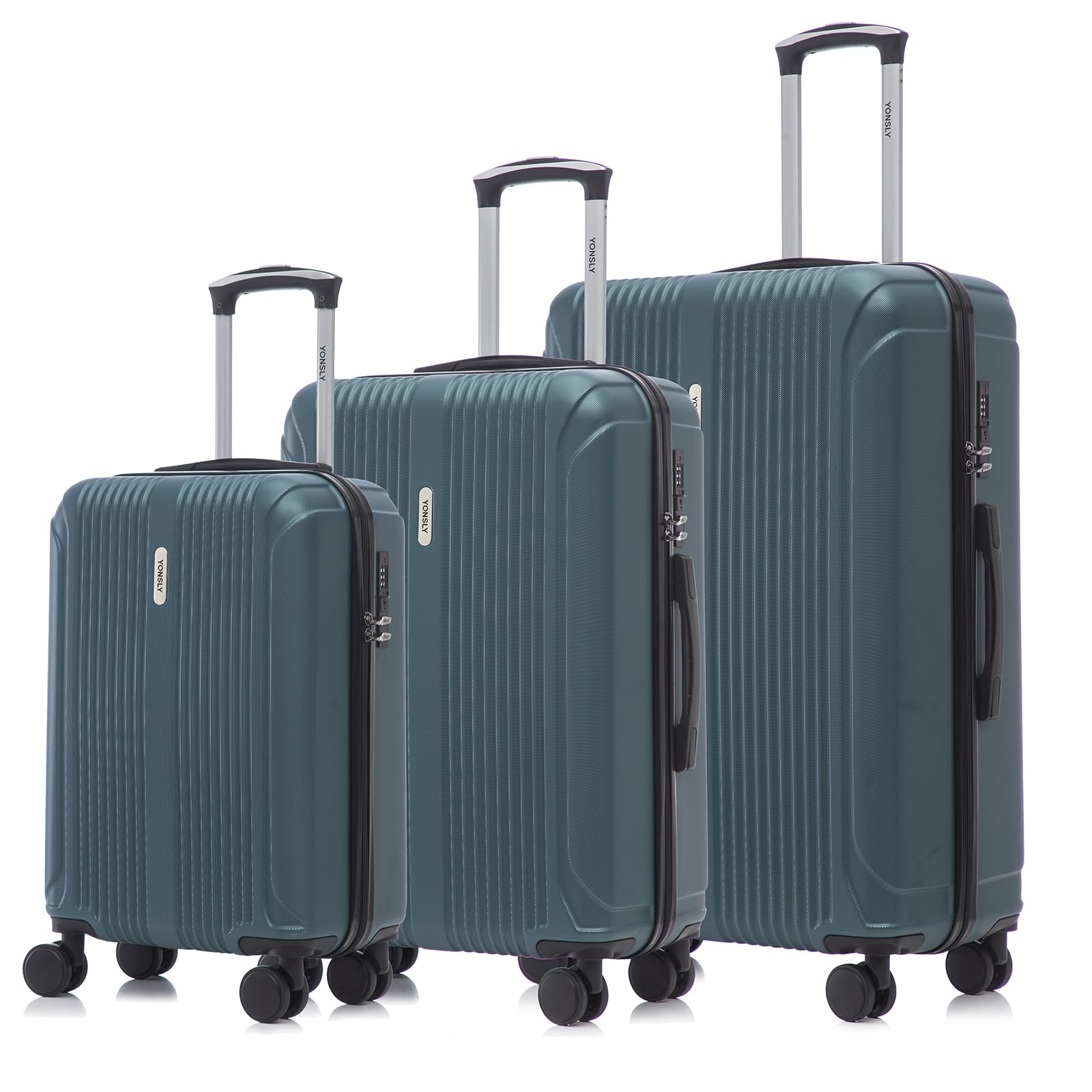 yonsly Koffer Suitcase, Trolley Reisekoffer, Rollkoffer Handgepäck mit 4 Rollen 360°, ABS Hartschalen, Sicherheitsschloss, Weicher Gummigriff, 210D-Futter