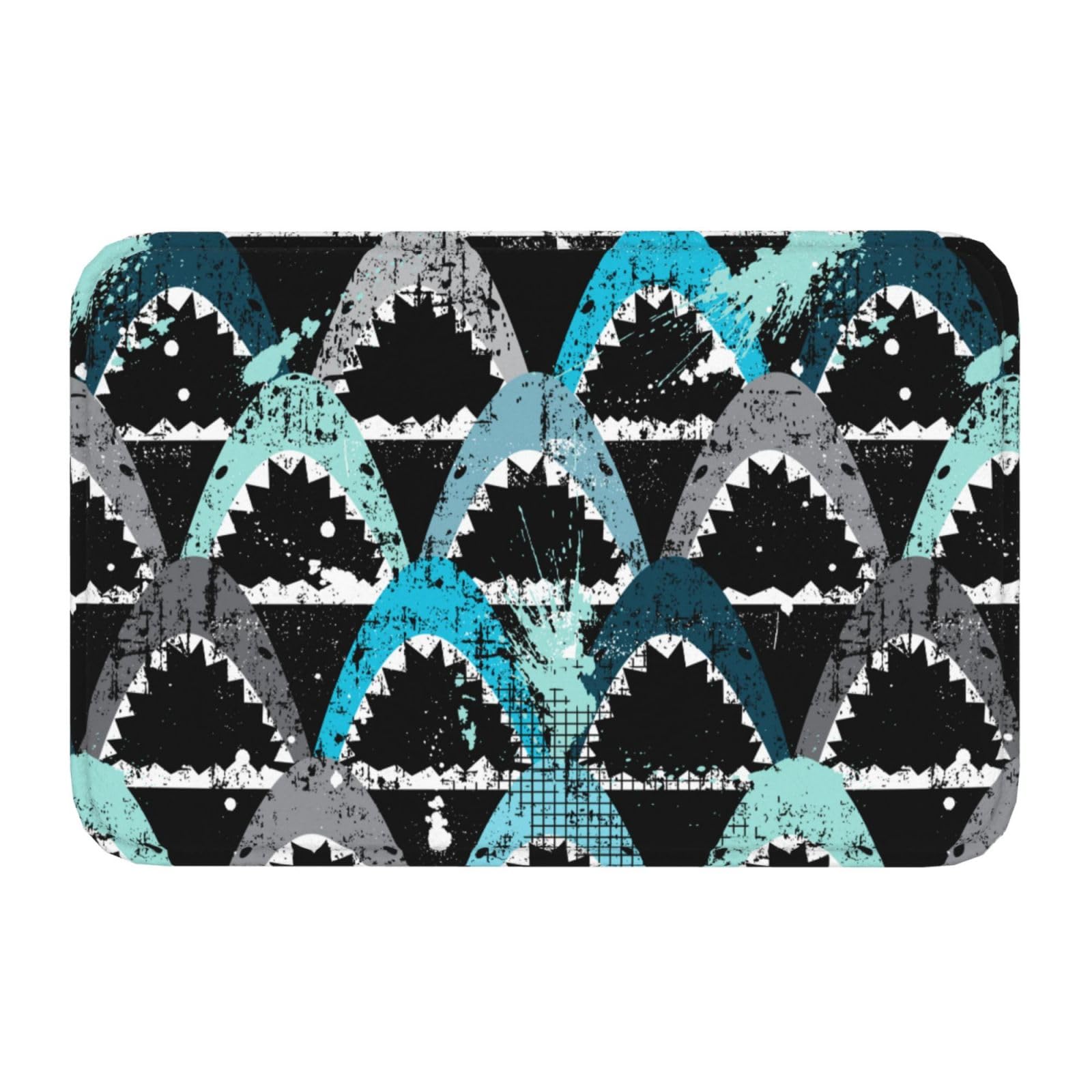 Jbofyee Sharks Bath Mat Non-Slip Soft Microfiber Bathroom Rugs Washable Bathmat, Carpet Rug Entryway Decor for Tub Shower Room Floor, 24x16 Mat