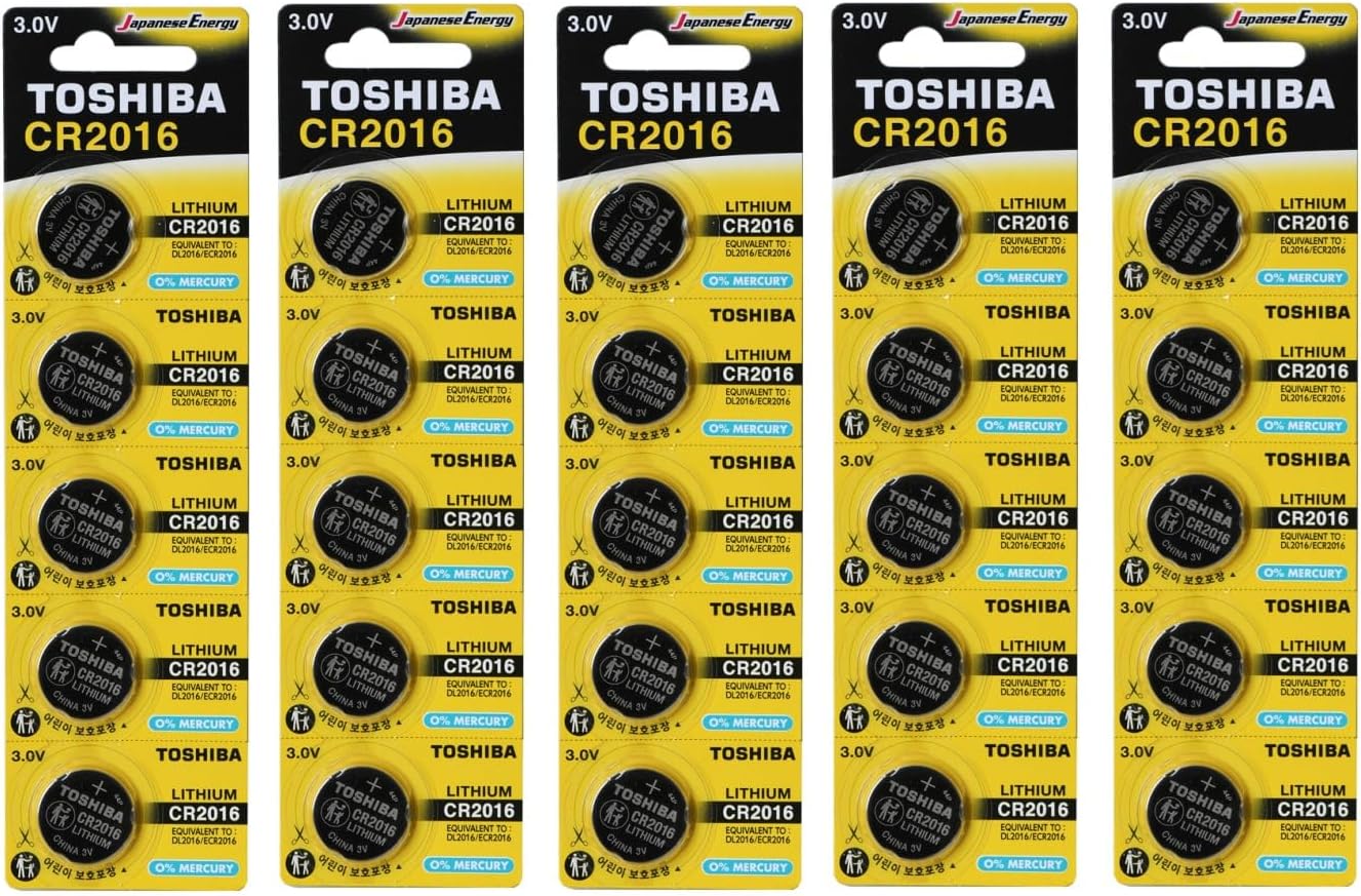 Toshiba CR2016 Battery 3V Lithium Coin Cell (25 Batteries)