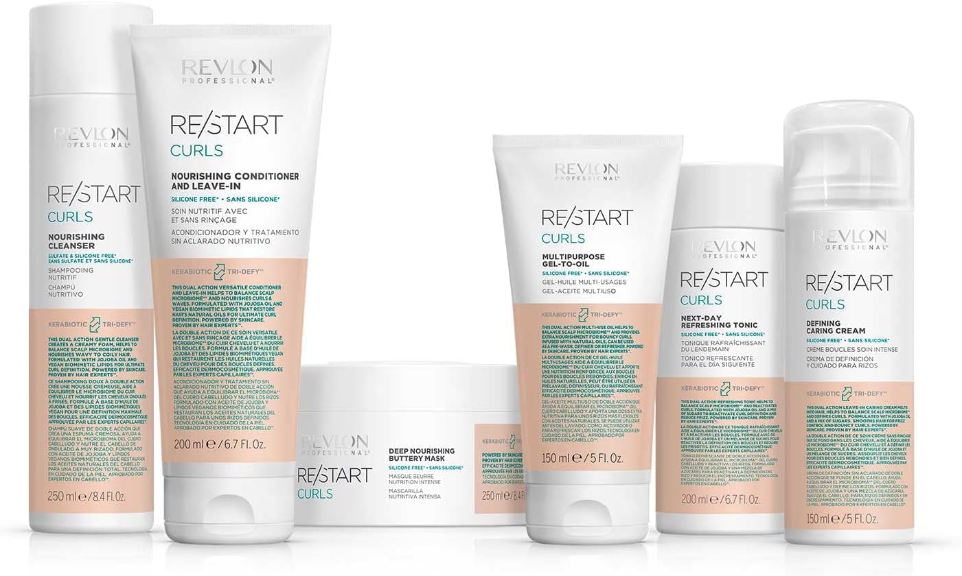 REVLON PROFESSIONAL Professional RE/START Curls Defining Caring Curl Cream & Leave in Conditioner (150 ml) Frizz Control Ochrona przed ciepłem, bez silikonu, Unisex, biały