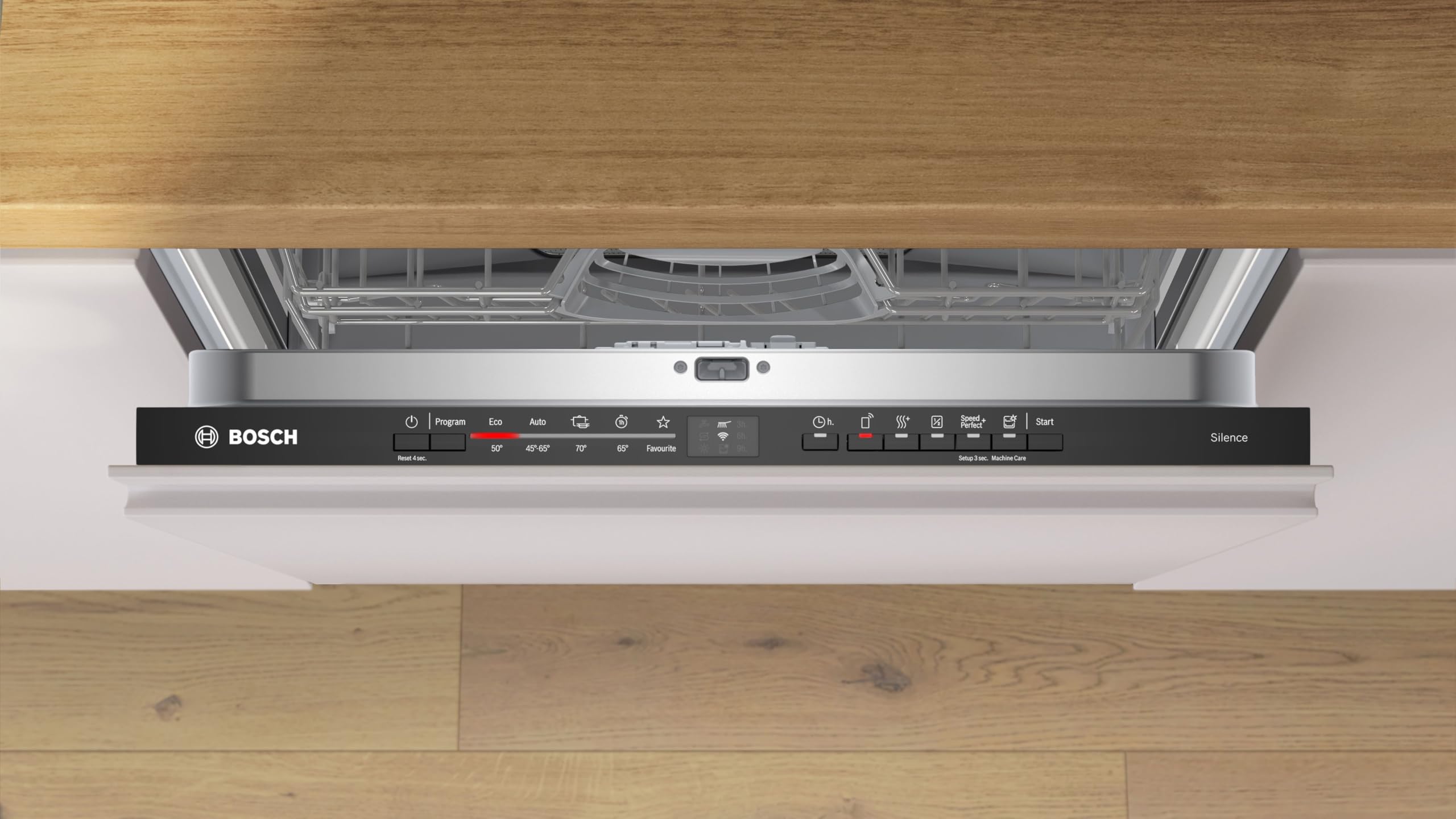 Bosch SMV2HVX06E Serie 2, Lavastoviglie Smart da incasso a scomparsa totale, 14 coperti, Cestelli personalizzabili, Indicazione di funzione a pavimento, Motore EcoSilence Drive, 60 cm.