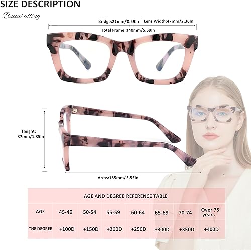Miniatura 3 de Bullabulling - Paquete de 3 lentes de lectura, diseño cuadrado con bisagras de resorte, estilo Oprah, con bloqueo de luz azul, para mujeres y hombres