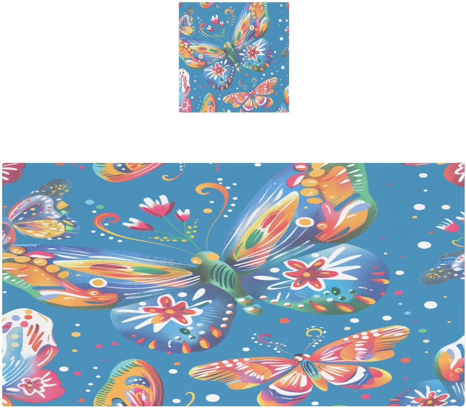 Hand Towels Premium Soft and Highly Absorbent Blue Butterfly 2 Pcs Towels for Bathroom Set 100% Cotton Decorative Face Towels