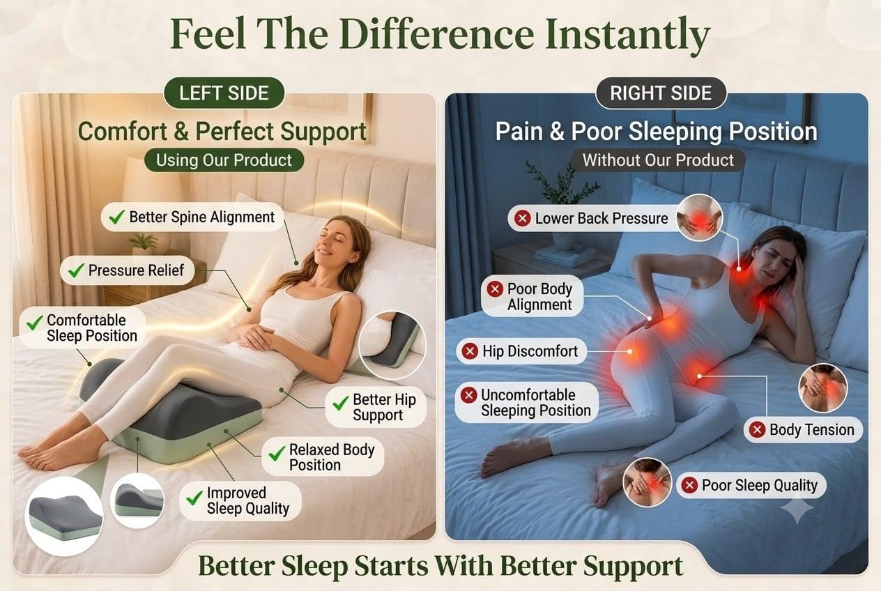 Positioning Wedge Pillow – Ergonomic Support Cushion with High Density Foam for Back, Legs, Relaxation & Multi-Purpose Comfort