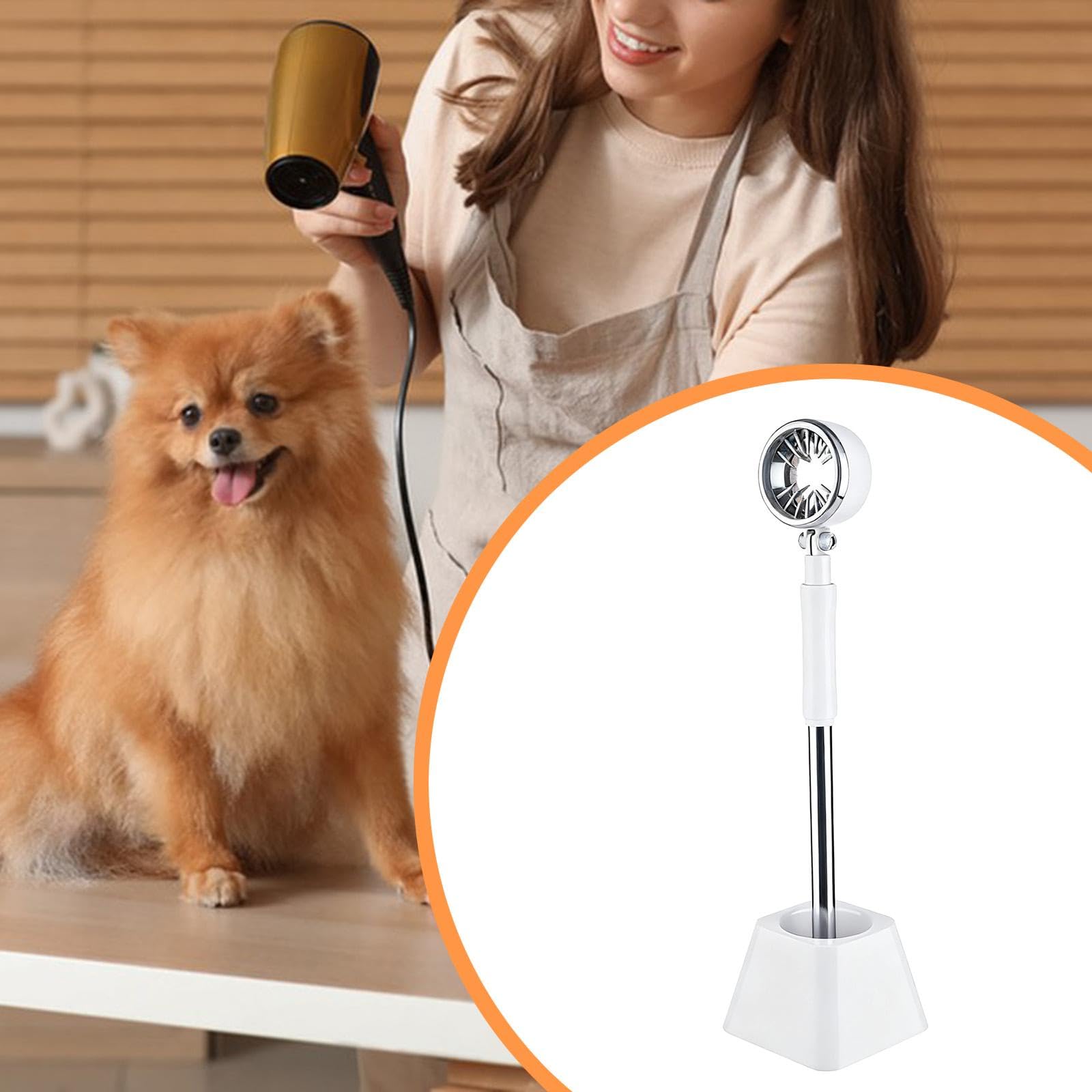 Soporte para Secador de Pelo de Mascotas, Accesorios de Peluquería para Esteticistas, Base Estable, Resistente Y Flexible para El Cuidado de Mascotas, Blanco