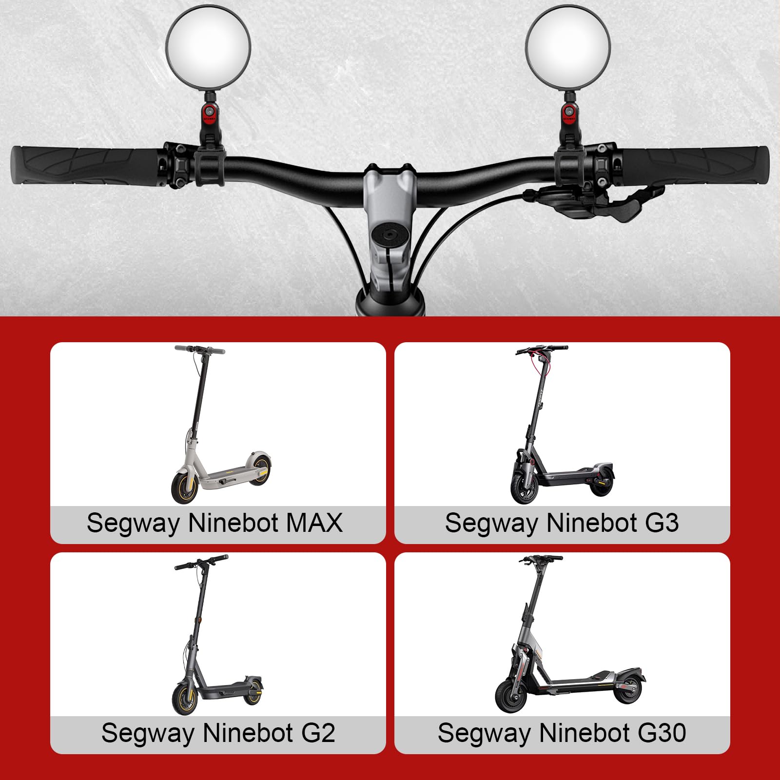 Specchietto Retrovisore per Scooter Grandangolare Regolabile, Compatibile con Segway Ninebot MAX G30 G2 G3 ZT3 Pro E3 F3 F2 GT3 Accessori per Monopattino Elettrico