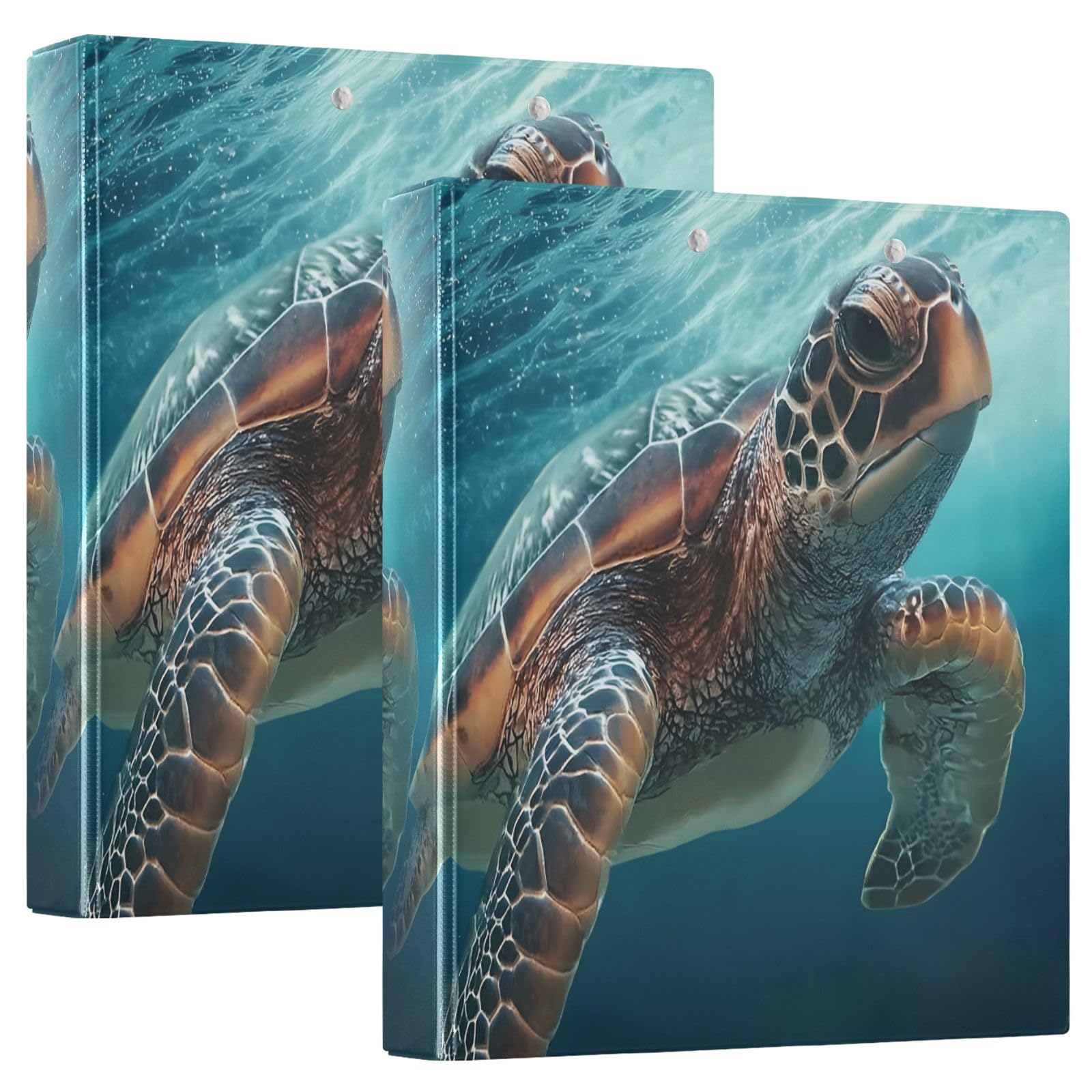 Raccoglitore a 3 anelli Sea ??Tartaruga 3,8 cm anelli rotondi contiene 200 fogli, 3 raccoglitori ad anelli con clip in metallo antiscivolo