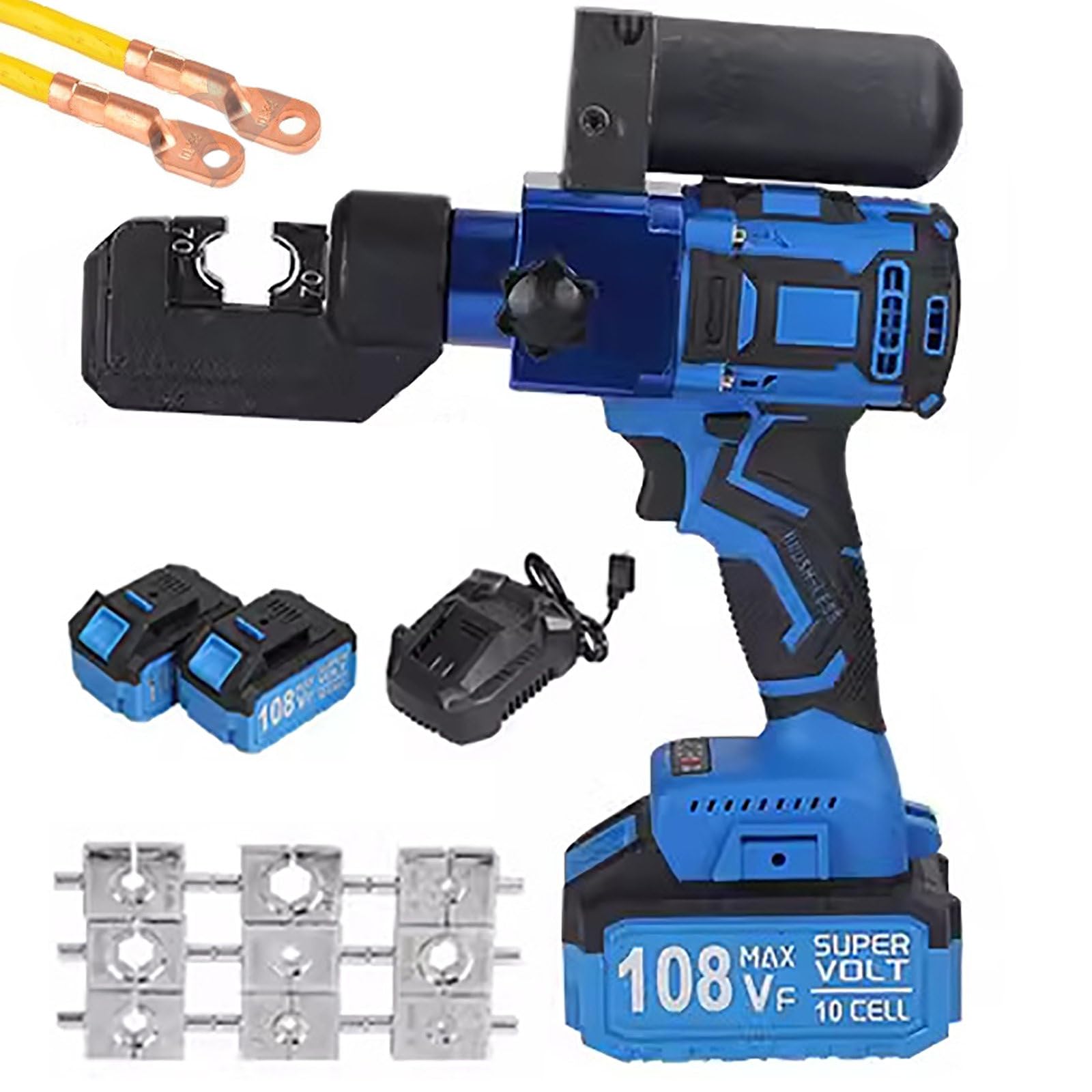 Kit De Crimpadora HidráUlica InaláMbrica, Crimpadora De Cables HidráUlica EléCtrica, con 2 BateríAs, para Terminales De Cobre Y Aluminio De 4/16-70/300/400/500 mm² 70mm²