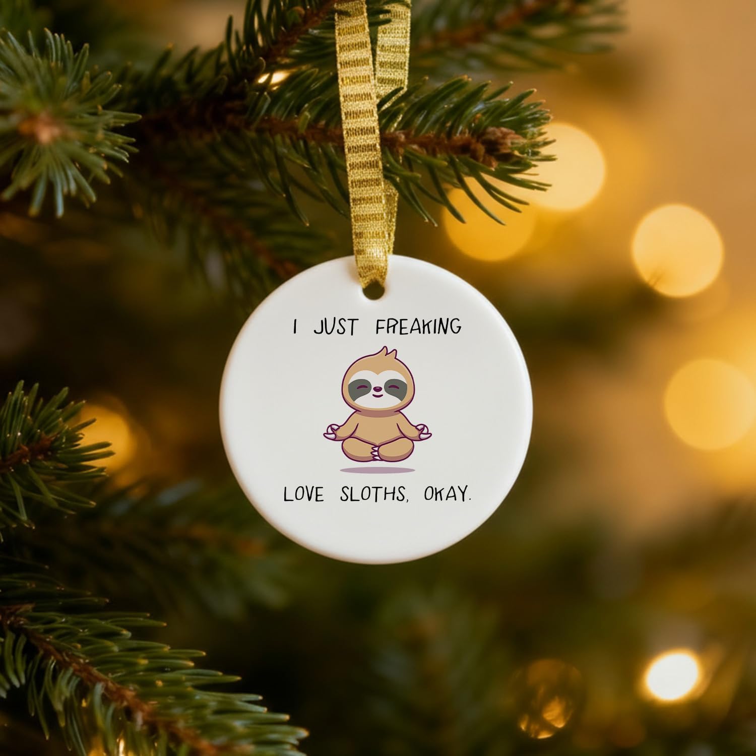 Mancheng-zi Sloth Christmas Ornament, Sloth Ornament for Christmas Tree Decoration, I Just Freaking Love Sloths Decorative Hanging Ceramic Ornaments - Image 6