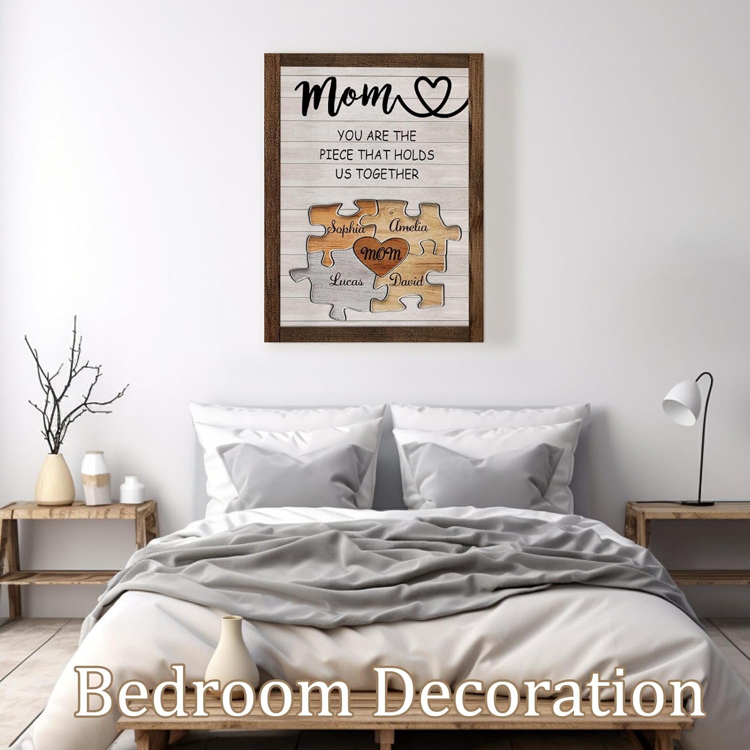 Mothers Day Birthday Gifts for Mom Custom Canvas Prints with Name Picture Personalized Family Canvas Wall Art Customized Photo Gifts for Grandma Wife from Daughter Son