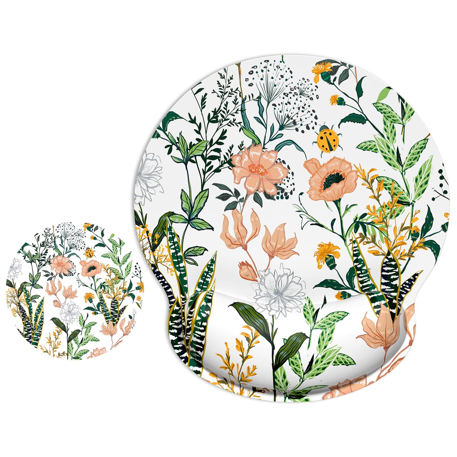 ITNRSIIET Ergonomic Mouse Pad with Wrist Support Wrist Rest Smooth Surface Non-Slip Rubber Base Comfortable Office Supplies Pain Relief, 9.8 x 9.1 inches, Floral