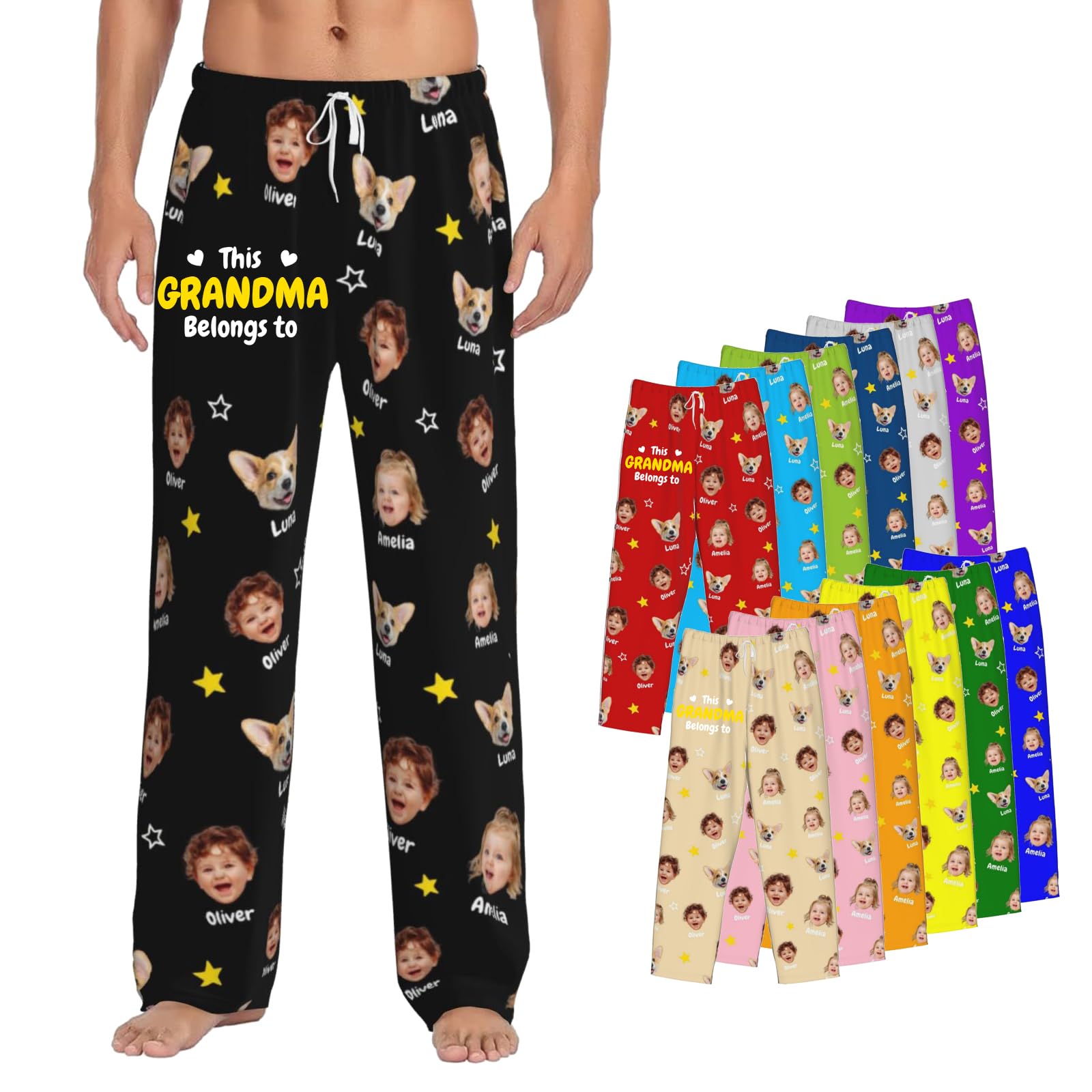 Custom Pajamas Pants Plaid Personalized Funny PJ Pant Design with Face Pajama for Men Women Dog Pet