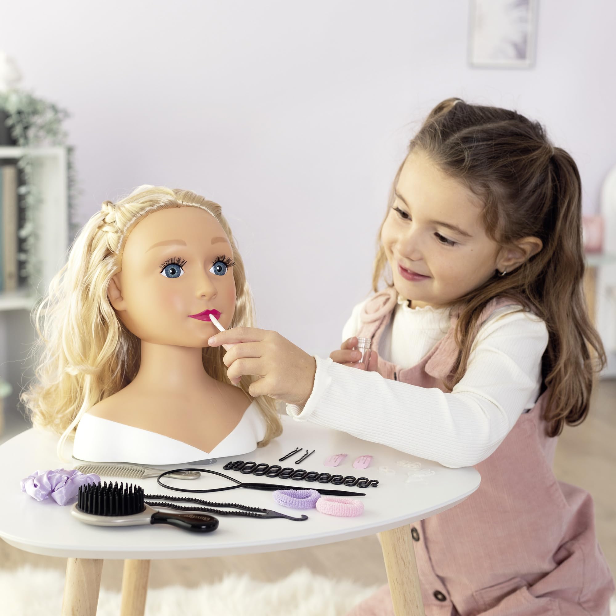 Smoby My Beauty Głowica do stylizacji włosów blond zabawka dla dzieci 19 akcesoriów termoczuły makijaż od 3 lat