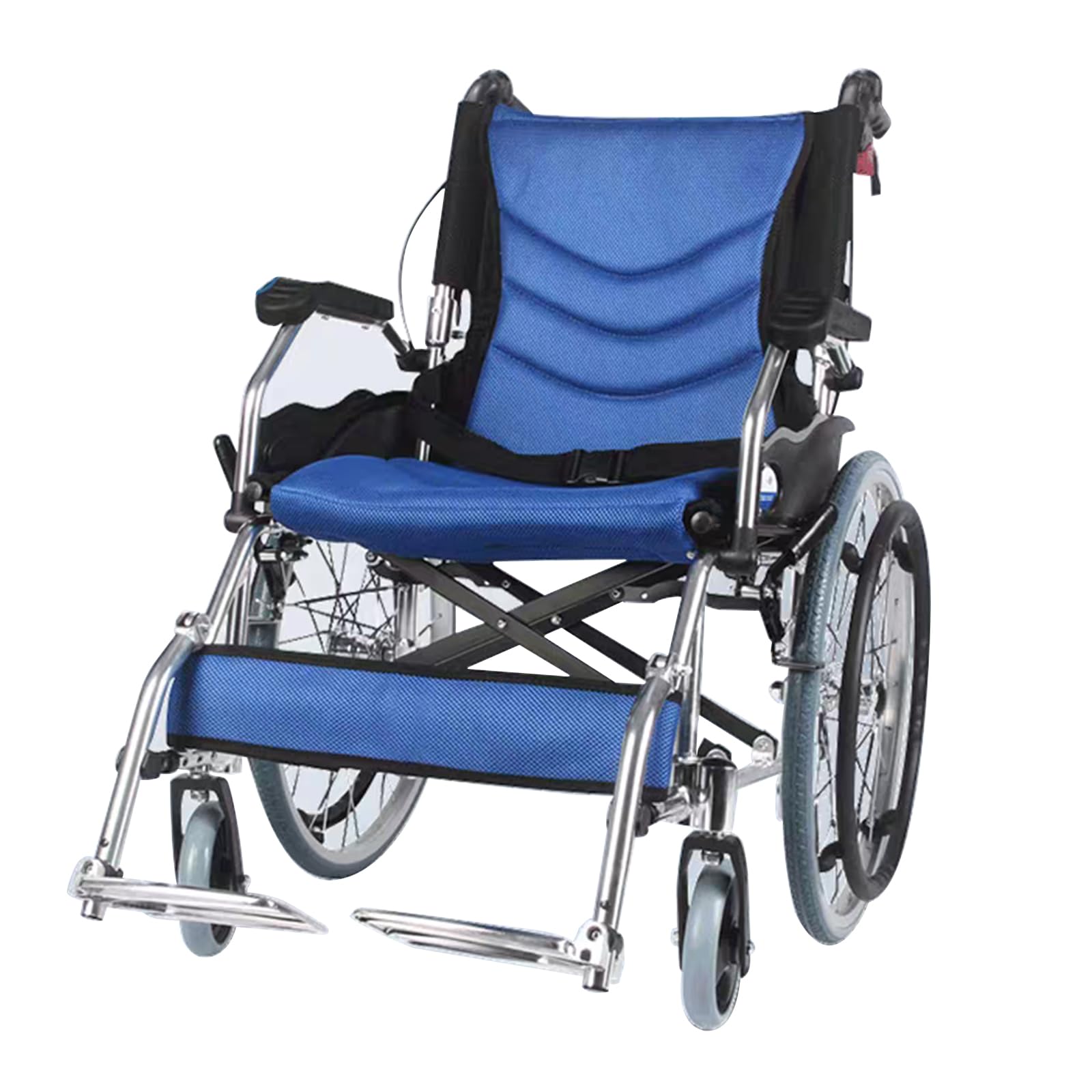 Sillas De Ruedas Silla De Ruedas Plegable Manual, Sillas De Ruedas para Adultos, Silla De Ruedas De Transporte Ultraligera Y Fácil De Usar, Silla De Ruedas Compacta De A,Big Rear Wheel