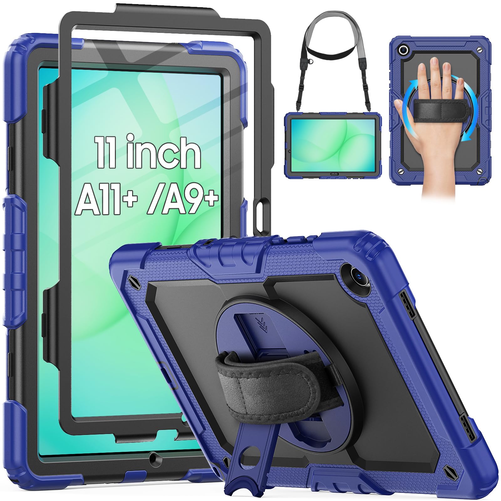 HXCASEAC Custodia per Samsung Galaxy Tab A9+/A11+ Plus da 11 pollici, protettiva con pellicola proteggi schermo/cinghia/portapenne, robusta antiurto per tablet Samsung A9+ A11 Plus SM-X230 SM-X236