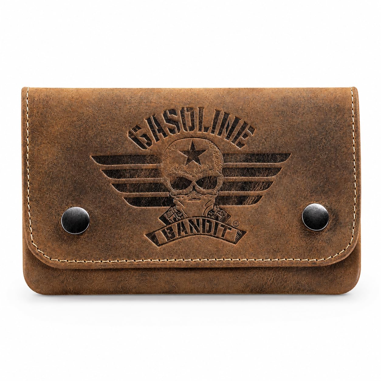 Gasoline Bandit Portatabacco in Vera Pelle Marrone Stile Vintage