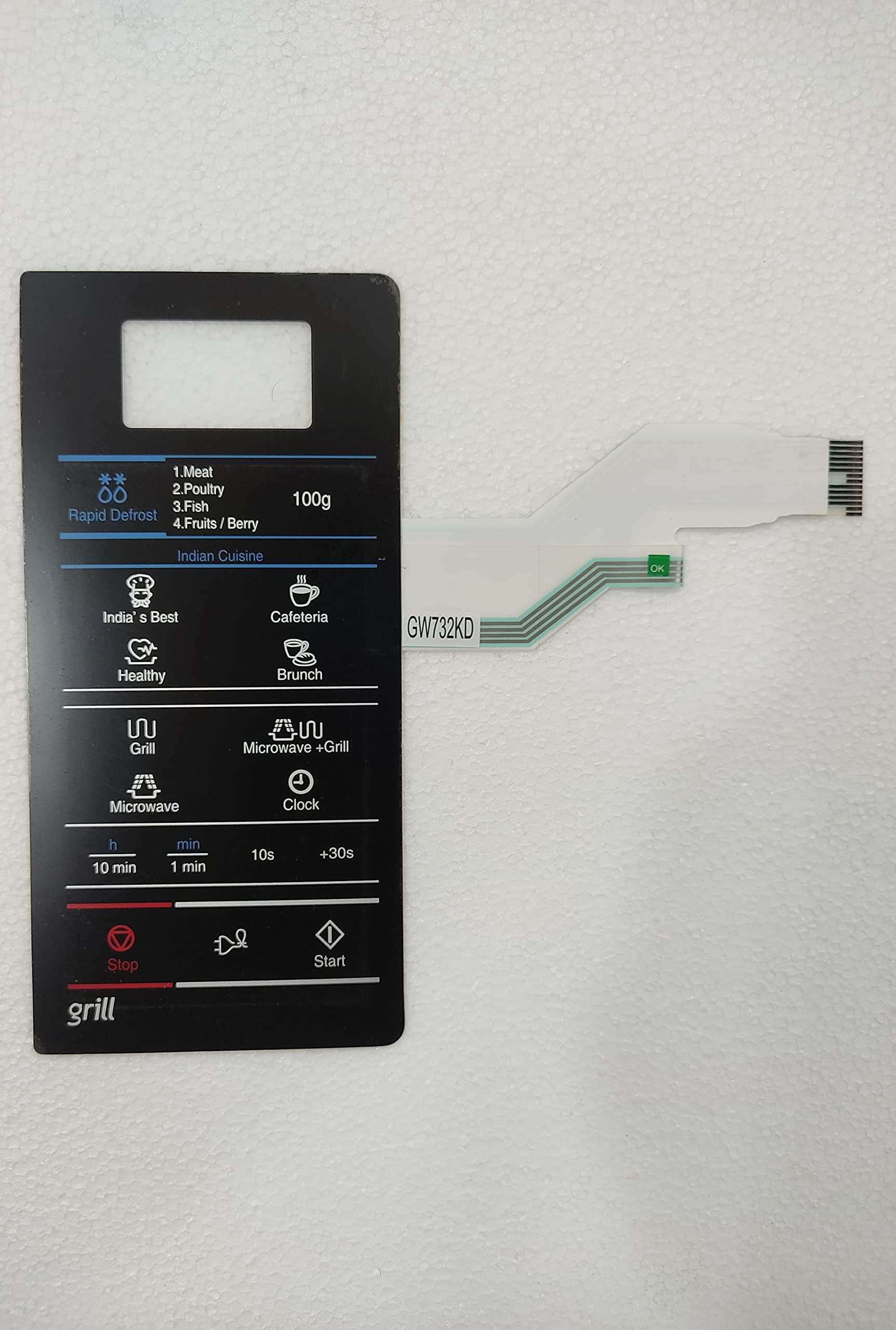 GW732KD Microwave Oven Membrane Keypad Touchpad (Black)