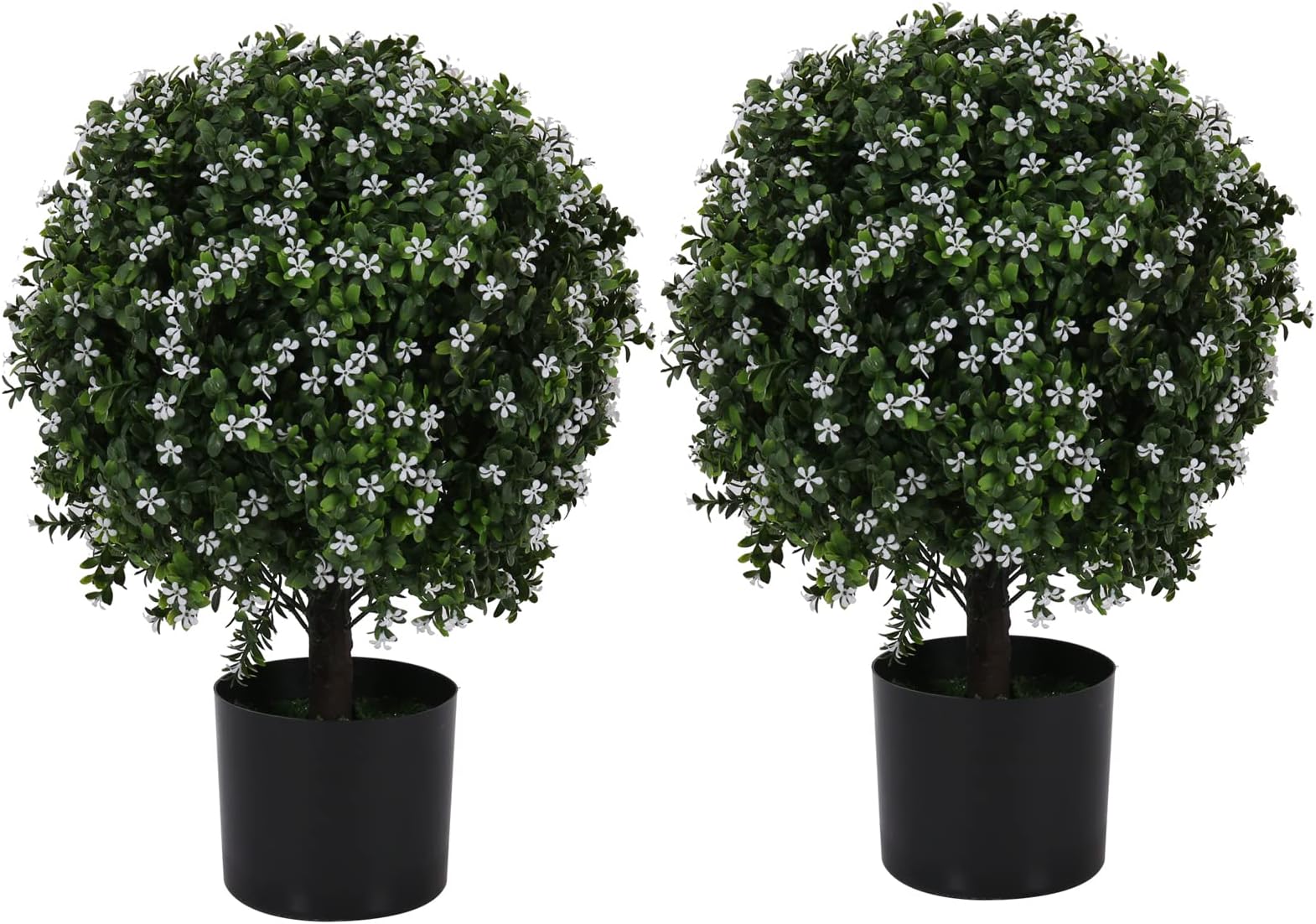 Safeplus 22" Artificial Boxwood Topiary Ball Tree, 2 Pack