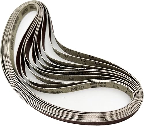 Miniatura 2 de Juego de 10 correas de lijado de tela de circonita de repuesto de grano 600 de 12 pulgada x 18 pulgadas para lijadora de banda de aireelectirc, la