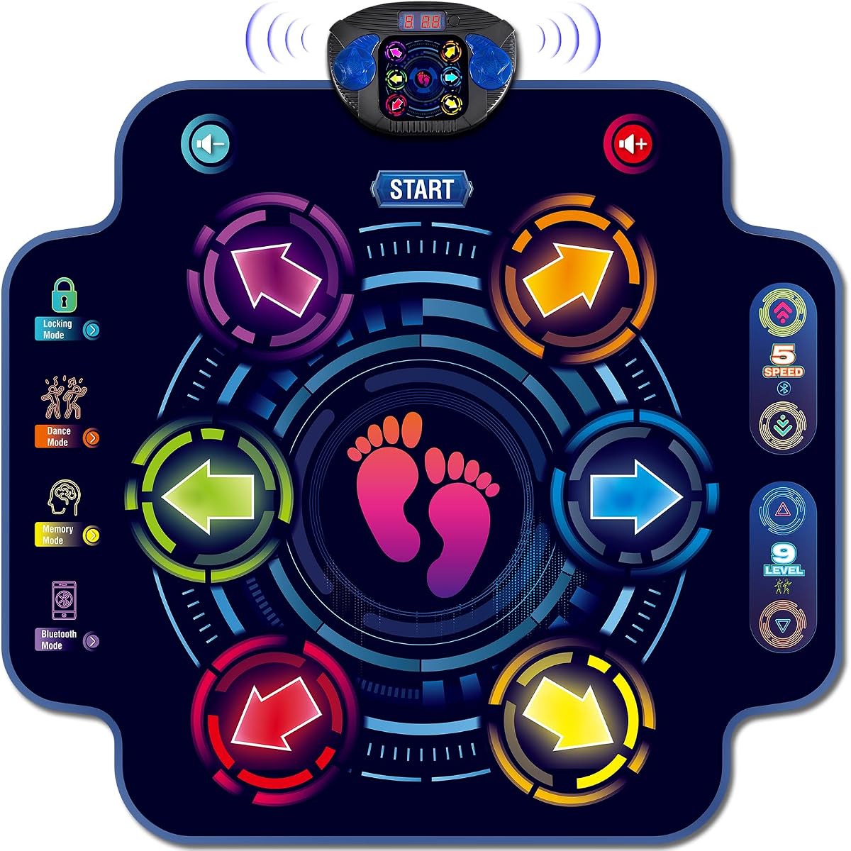 Almohadilla de baile electrónica para niños con 6 botones, tapete de juego de baile musical con música incorporada, 9 niveles y 3 modos, regalos de cumpleaños para fiestas navideñas, juguetes para niñas de 4 a 8 años, 8 a 12 años