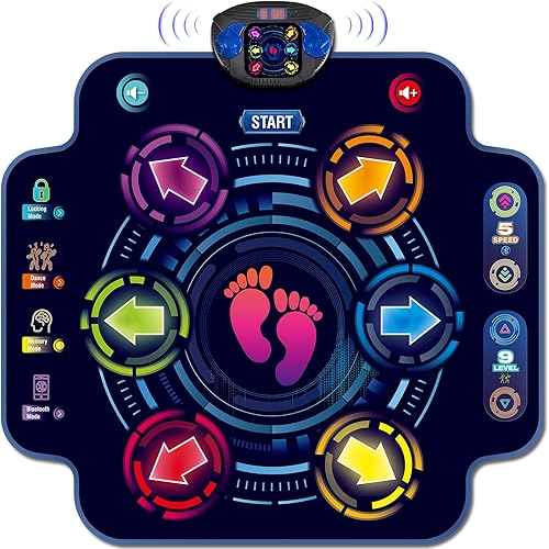 Tapete de baile para niños, almohadilla electrónica de baile con 6 botones iluminados y Bluetooth inalámbrico, tapete de juego de baile musical con
