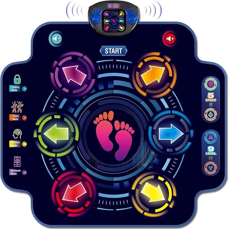 Almohadilla de baile electrónica para niños con 6 botones, tapete de juego de baile musical con música incorporada, 9 niveles y 3 modos, regalos de cumpleaños para fiestas navideñas, juguetes para niñas de 4 a 8 años, 8 a 12 años