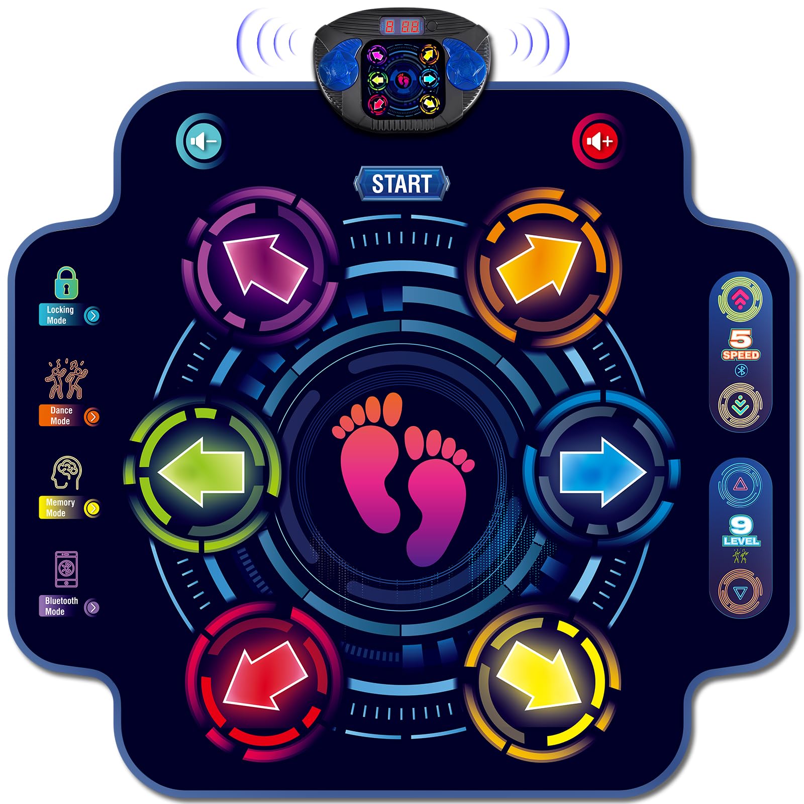 Wireless Bluetooth Dance Mat for Kids Ages 8-12, Electronic Dance Pad with 6-Button, Built-in Music Dance Game Mat with 9 Levels and 3 Modes, Christmas Birthday Gifts & Toys for Girls Ages 4-8