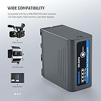 Vista 8 de Neewer Batería de repuesto NP-F970 de 10500 mAh, tiempo de carga completa de 4.8 horas, cable USB C de carga rápida PD de 20 W, batería recargable