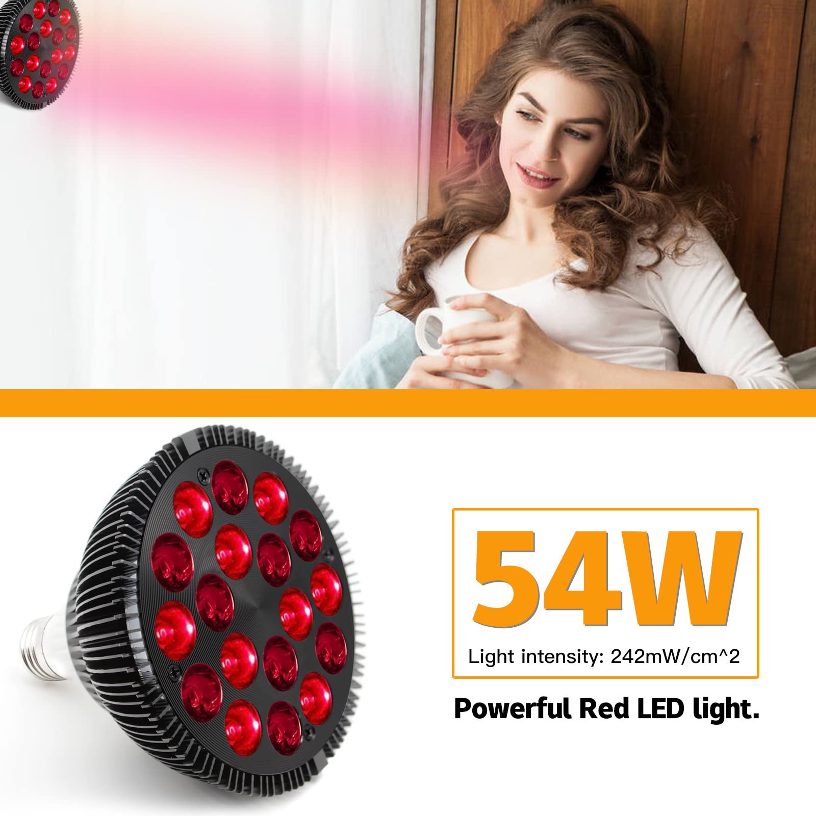 SkyFace Lámpara De Terapia De Luz Roja 54W LED Dispositivo De Terapia De Luz Infrarroja 660Nm 850Nm para Alivio del Dolor Crecimiento del Cabello Antienvejecimiento