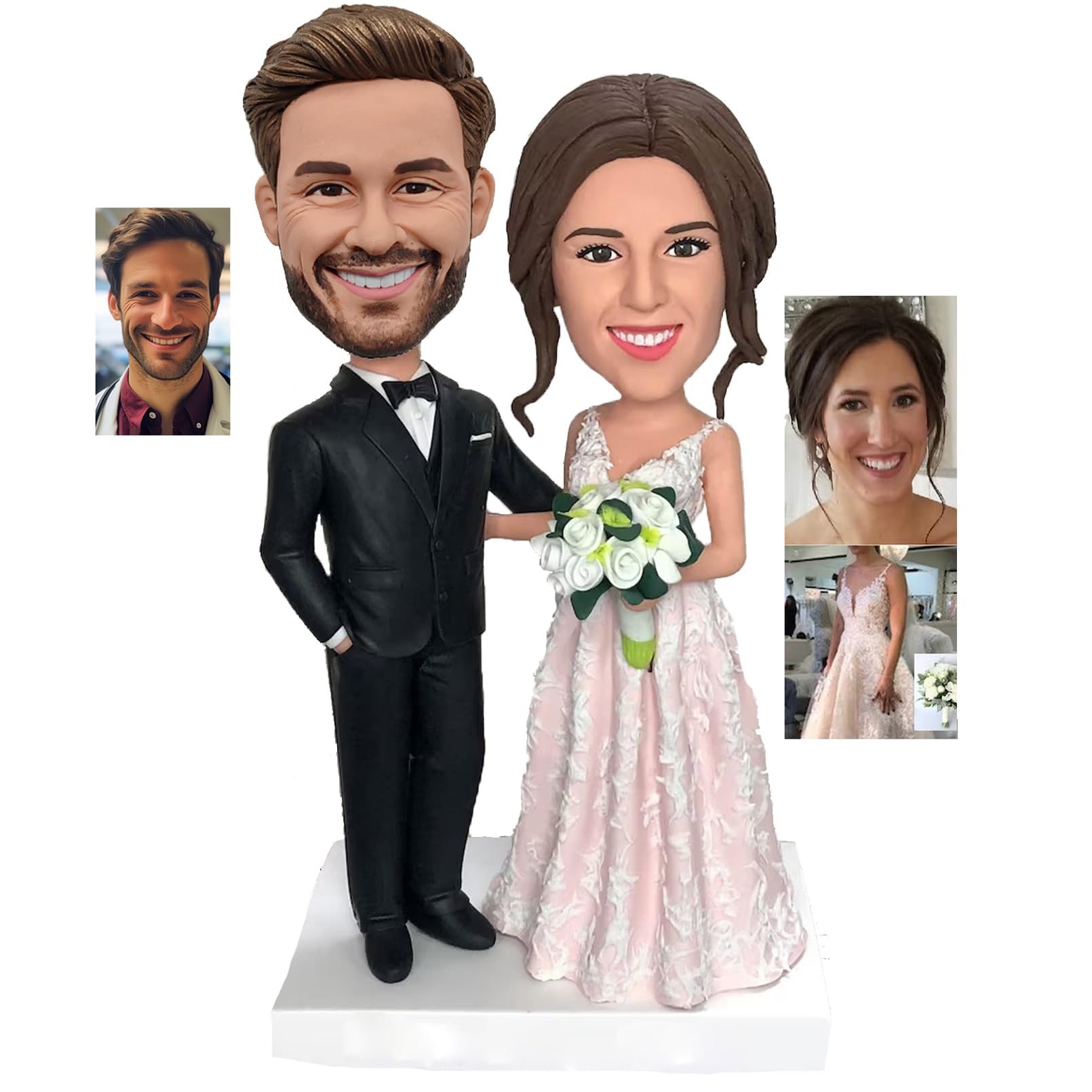 Couple Fully Custom Bobblehead Wedding Cake Topper