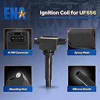 Vista 4 de ENA Paquete de bobinas de encendido UF656 compatible con Mazda 3 Sport 6 CX3 CX5 CX9 MX5 Miata 2012 2013 2014 2015 2016 2017 2018 2019 2020 2.0L