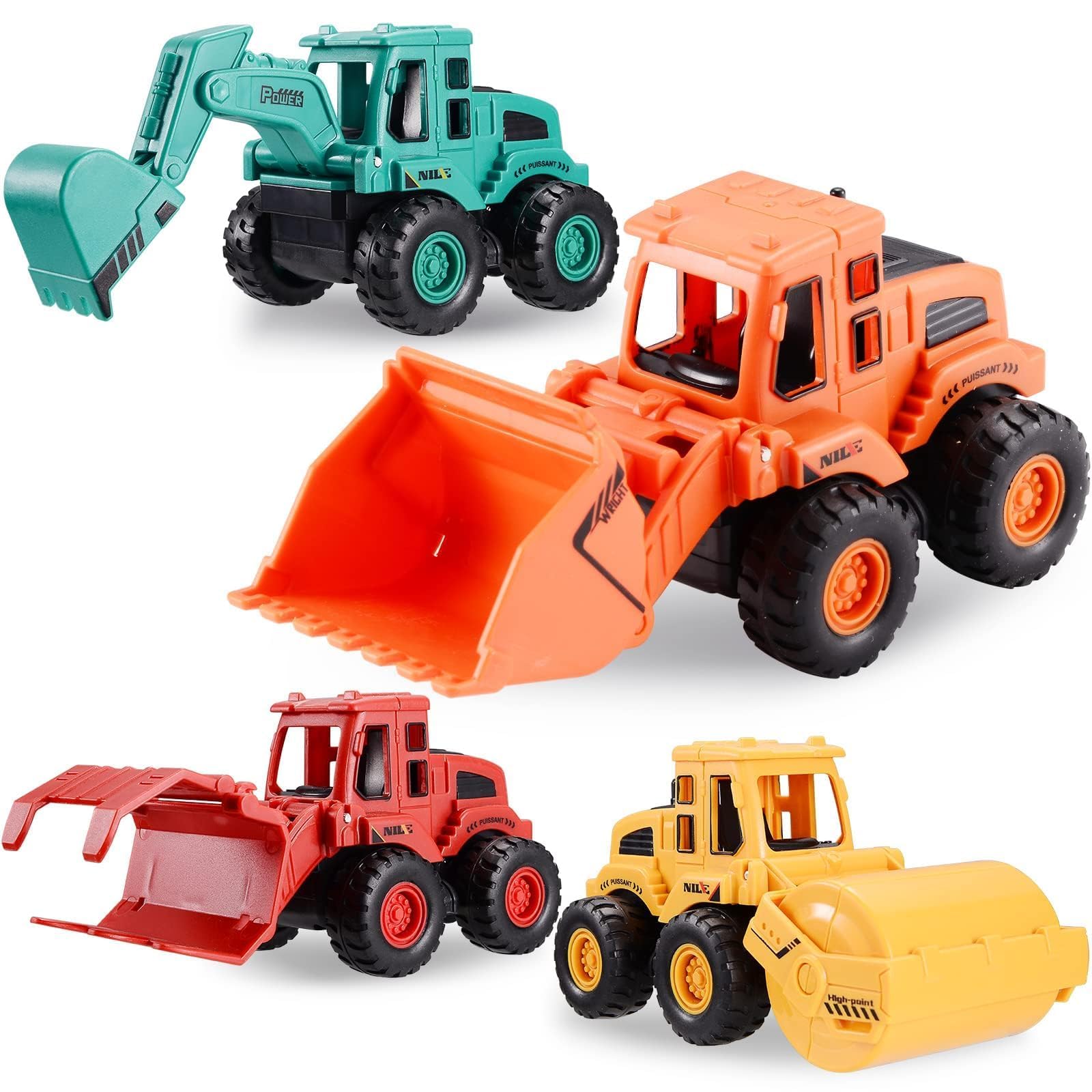 – Paporich Friction Powered Construction Truck Toys, Construction Toys for 3 Years Old Boys Girls Kids, Vehicles Sand Toys Trucks Excavator, Bulldozer, Road Roller (Colorful 4 Pack)
