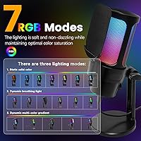 Vista 4 de VCOM Micrófono USB Gaming, Micrófono Dinámico de Condensador para Podcasting, Streaming, con Silenciado Rápido, Soporte de Escritorio, Filtro Pop