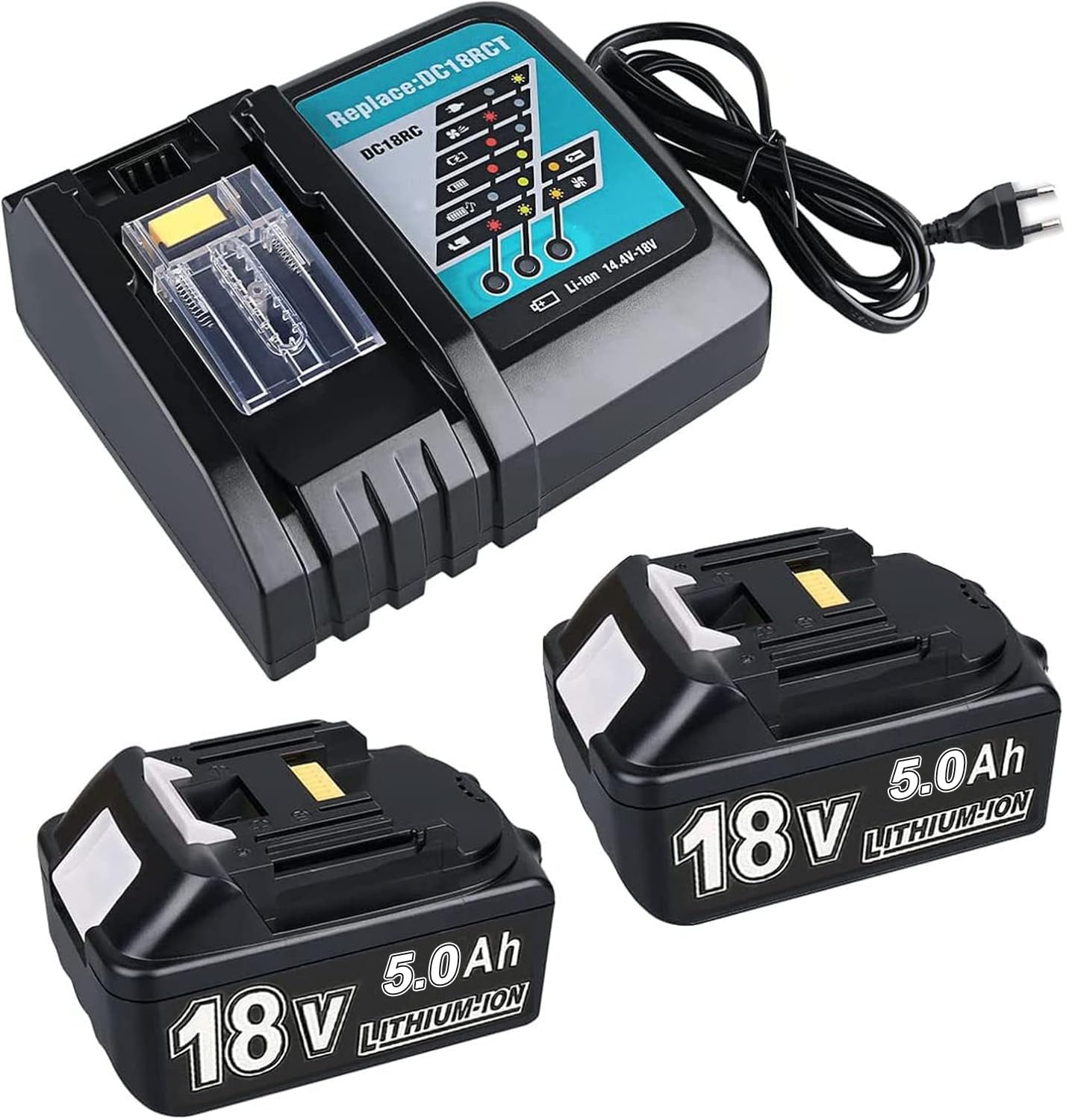 2X 18V Ersatzakku + Ladegerät Kompatibel mit Ma-Kita