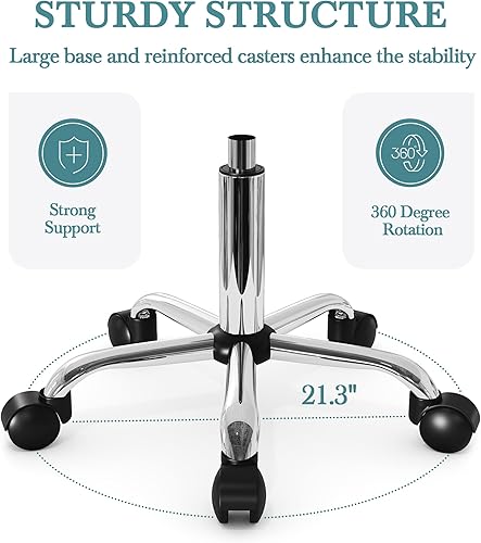 Miniatura 5 de HOOMIC Taburetes con ruedas para salón, oficina, tienda, bar, spa, tatuaje, masaje médico, giratorio, con piel sintética, acolchado, color gris