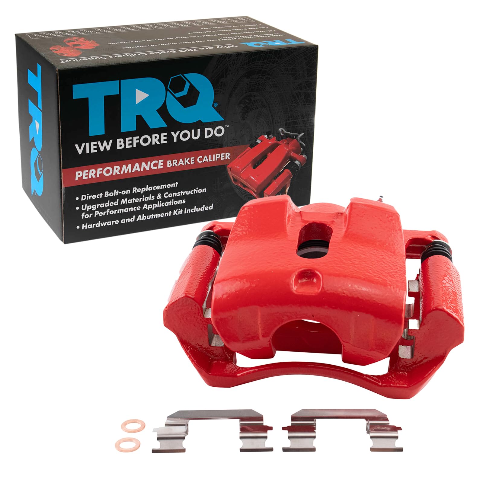 TRQ Front Right Brake Caliper w/Bracket Performance Red Passenger Side